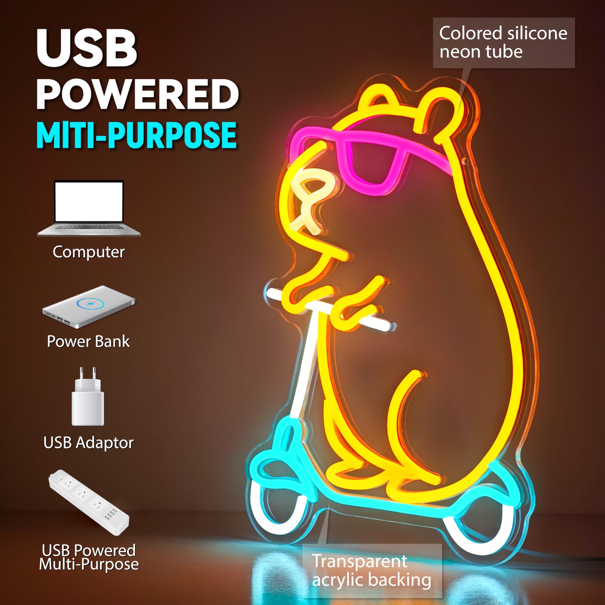 Amazon.co.jp: Capybara ネオンサイン 動物の形 LED カピバラネオン